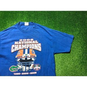 Vintage 2008 NCAA National Champions Gators Football Mens Blue Tee Size Large